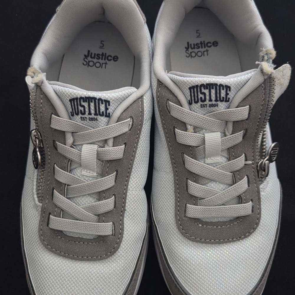 Justice Sport White and Gray Sneakers